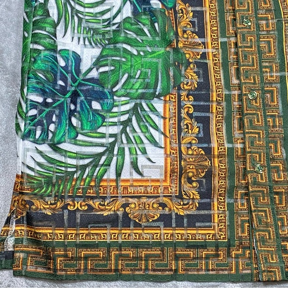 Prestige Original Shirt Mens 2X Button Short Sleeve Greek AOP See Thru Abstract - Picture 8 of 12